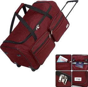 Mala de viagem com rodas e capacidade de 85L, 70 x 36 x 34 cm Vermelho