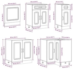 11 peças armário de cozinha conjunto Lucca carvalho defumado