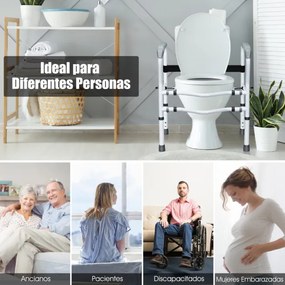 Apoio de braço para sanita, altura e largura ajustáveis, trilho de suporte para sanita, clipe giratório de 360 ​​° para idosos, carga para deficientes
