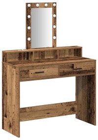 Mesa de Maquilhagem com Luzes LED em Madeira Antiga 100x41x140 cm