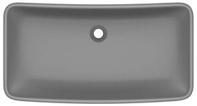 Lavatório luxuoso retangular 71x38cm cerâmica cinza-escuro mate