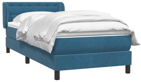 Cama com molas/colchão 80x220 cm veludo azul-escuro