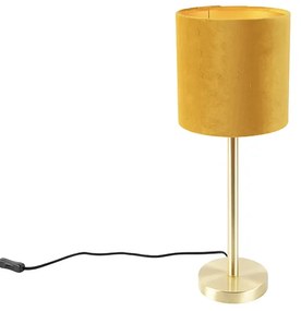 Candeeiro de mesa em latão com cúpula amarela 20 cm - Simplo Moderno,Art Deco,Rústico ,Clássico / Antigo