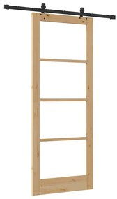 Porta Deslizante com Conjunto de Hardware - 83x211 cm - Madeira de Pin