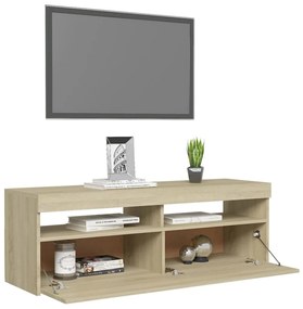 Móvel de TV com luzes LED 120x35x40 cm carvalho sonoma