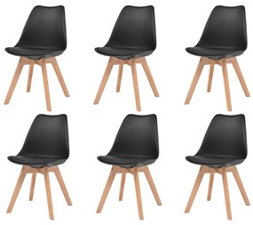 Cadeiras de jantar 6 pcs plástico preto