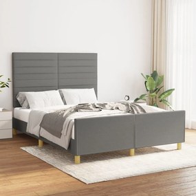 Estrutura de cama sem colchão 140x200 cm tecido cinzento-escuro