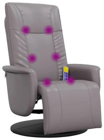 Cadeira massagens reclinável c/apoio pés couro artificial cinza