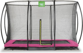 Trampolim retangular de solo Silhouette 244 x 366 cm com rede de segurança - rosa