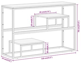 Mesa consola aço inoxidável/madeira de acácia maciça prateado