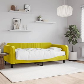 3197051 vidaXL Sofá-cama com colchão 100x200 cm veludo amarelo