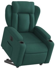 Poltrona elétrica reclinável/elevatória tecido verde-escuro