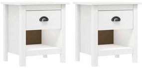 vidaXL Mesas cabeceira Hill 2 pcs 46x35x49,5cm pinho maciço