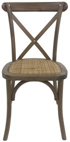 Conjunto 4 Cadeiras de Cozinha e Sala de Jantar  CROSS, empilhável, madeira de faia, noz vintage, ratán
