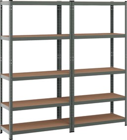 Estante de armazenamento 5 prateleiras (1 unidade) Carga até 875 kg Estantes de aço ajustáveis em altura para garagem Oficina 90x40,5x180,5cm Cinzenta