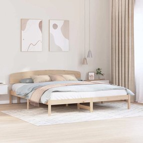 vidaXL Estrado de Cama com Cabeceira 200x200 cm Madeira Maciça de Pinho