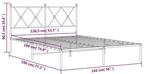 Estrutura de cama com cabeceira 135x190 cm metal branco