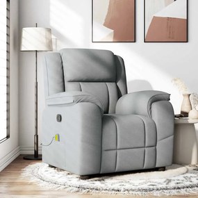 vidaXL Poltrona de massagens reclinável tecido cinzento-claro