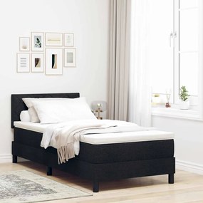 vidaXL Cama Box com colchão com cabeceira Preto 100 x 200 cm tecido
