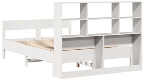Cama com estante sem colchão 140x190 cm pinho maciço branco