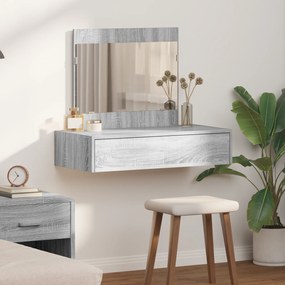 vidaXL Mesa de maquilhagem pendurada na parede cinza sonoma 83x40x70 cm