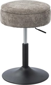 Banco de Bar com Armazenamento Altura Ajustável Giratório Estofado em Chenilla 39x39x49-65 cm Cinzento