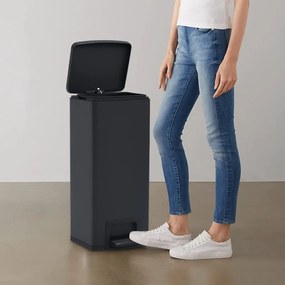 149573 vidaXL Caixote lixo pedal anti-impressão digital 30 L aço inox. preto