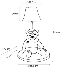 Candeeiro de Mesa Infantil Urso Castanho incl LED - Charles Para crianças