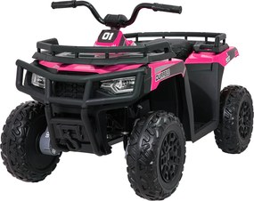 Moto 4 eletrica Crianças ATV WOLF 24V 4x4, 4 motores 200W, Rodas de espuma EVA, Assento Couro ecológico Rosa