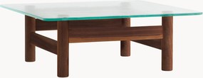 Mesa de centro em madeira de nogueira com tampo de vidro Brasilia