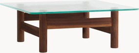 Mesa de centro em madeira de nogueira com tampo em vidro Brasilia