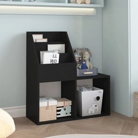 vidaXL Suporte de revistas infantil 71x30x78,5 cm aglomerado preto