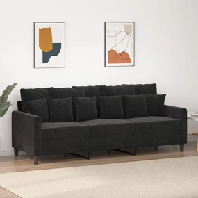 vidaXL Sofá de 3 lugares 180 cm veludo preto