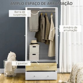 Roupeiro Byrgir com 2 Gavetas e 2 Portas de 180cm - Branco/Carvalho -