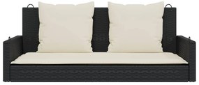 Banco baloiço com almofadões 119x56x48 cm vime PE preto