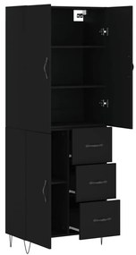 Armário alto 69,5x34x180 cm derivados de madeira preto