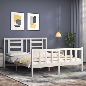 Cama sem colchão 160x200 cm madeira de pinho maciça branco