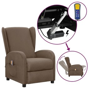 vidaXL Poltrona de massagens tecido cinzento-acastanhado