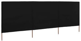Para-vento com 3 painéis em tecido 400x120 cm preto