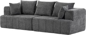 Sofá de 3 lugares em chenille, 248 (C) x 104 (P) x 87 (A) cm, sofá de sala moderno, assento largo estofado, almofadas com molas, cinzento