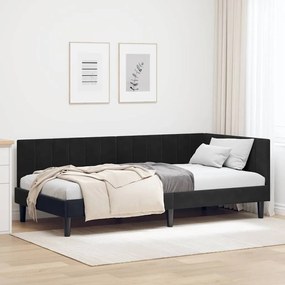 vidaXL Estrutura de Cama de Canto Preto 90 cm x 190 cm Veludo