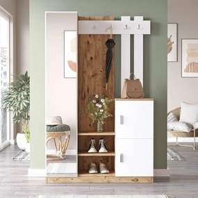 Hall Stand DD7 – Pinho Atlântico e Branco – 113,6x179,7x37,5 cm