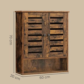 Armário de parede casa de banho, design vintage 60 x 20 x 70 cm castanho