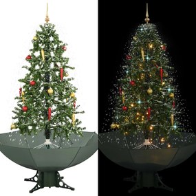 vidaXL Árvore de Natal com neve base formato guarda-chuva 170 cm verde