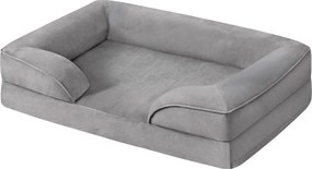 Cama ortopédica para cães tamanho M, 76 x 51 x 16 cm, capa removível, bordas mais altas Cinza claro