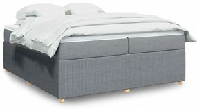 Cama com molas/colchão 200x200 cm tecido cinza-claro