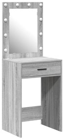 mesa de maquilhagem vidaXL com luzes LED Cinzento Sonoma 50x41x135 cm