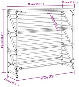 Sapateira Escada - Com 3 Níveis - Cor Cinzento Sonoma - 90x30x85 cm -