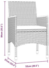 5 pcs conjunto de jantar jardim com almofadões cinzento/preto