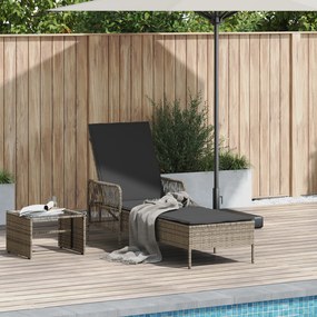 vidaXL Espreguiçadeira Cinza e cinza escuro Vime PE 157 x 55 x 92 cm